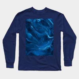 BLUE LIQUID MARBLE DESIGN Long Sleeve T-Shirt